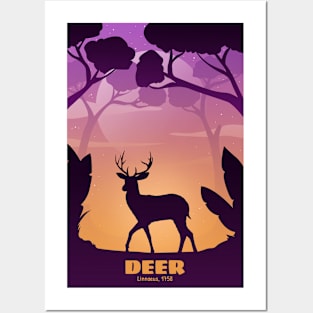 deer illustration Posters and Art